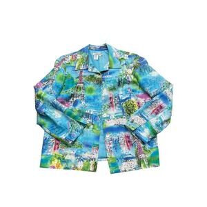 Coldwater Creek Women's Multicolor Eiffel Tower Button Down Blazer Size Medium